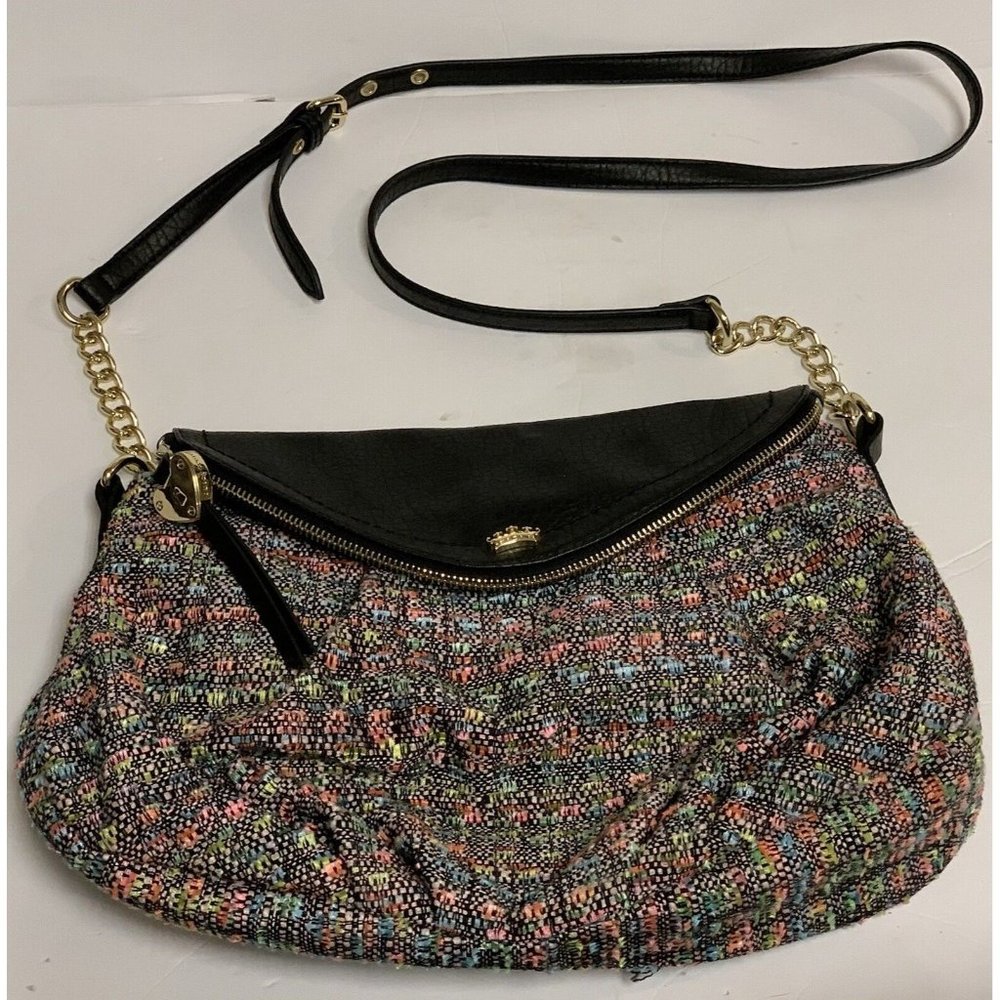 Juicy Couture Multicolored Fold-over Fabric Purse Crossbody 14x9x4